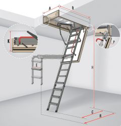 Protipožární schody s kovovým skládacím žebříkem LMF FAKRO