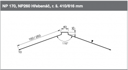 LINDAB - Hřebenáč rovný NP 260 - Hřebenáč 260 mm rovný univerzální - 0,6mm Durafrost CESE 217 (RAL 7038)