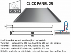 Click Panel 25/345, 0,50mm, PE Lesk: RAL 9007