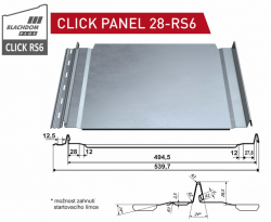 BLACHDOM Click Panel 28 - RS6 - 0,50mm, PE Lesk: RAL 9007 BLACHDOM PLUS