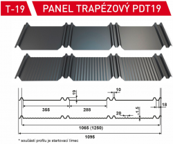 BLACHDOM Trapézový panel PDT 19 - imitace falcované krytiny - 0,50mm, PE Lesk: RAL 9007 BLACHDOM PLUS